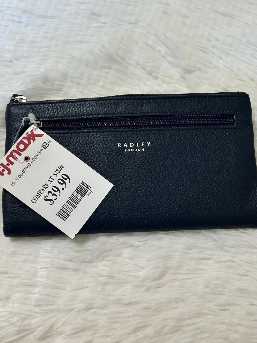 RADLEY LONDON Navy Pebble Leather Zip Wallet with Front Pocket